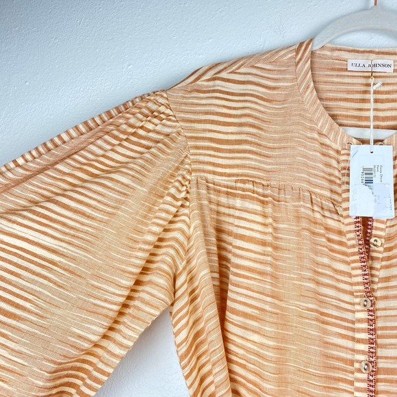 NWT Ulla Johnson Fiora Shirt Dress in Stripe Fawn Color Tie waist Casual Sz 8 - Picture 7 of 15